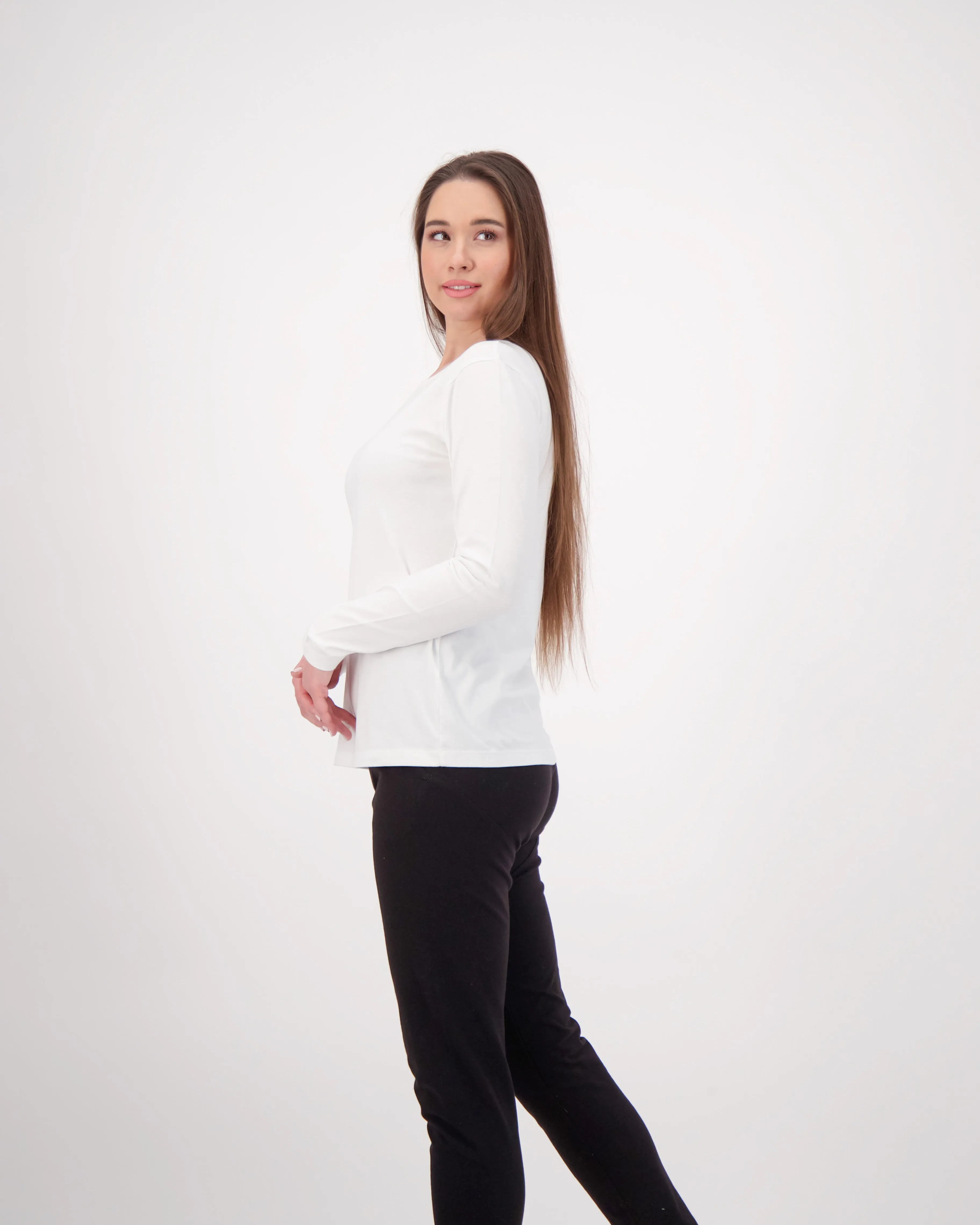 12-Pack Women's Long Sleeve White | Organic Cotton, Sustainable & Super Soft