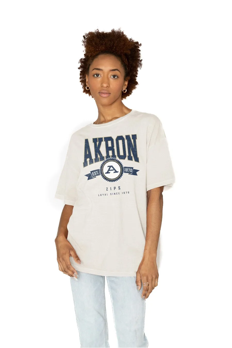 AKRON ZIPS GET GOIN' OVERSIZED CREW NECK TEE