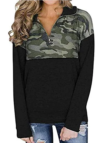 AlavQ Fall Long Sleeve Patchwork Floral Print Pullover Sweatshirt With Pockets For Women Tops Fahion 2019 Plus Size Clothing Black Medium