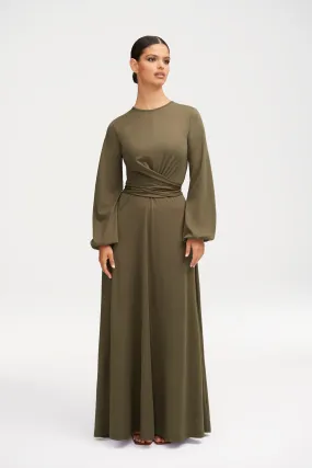 Alice Jersey Tie Waist Maxi Dress - Sage