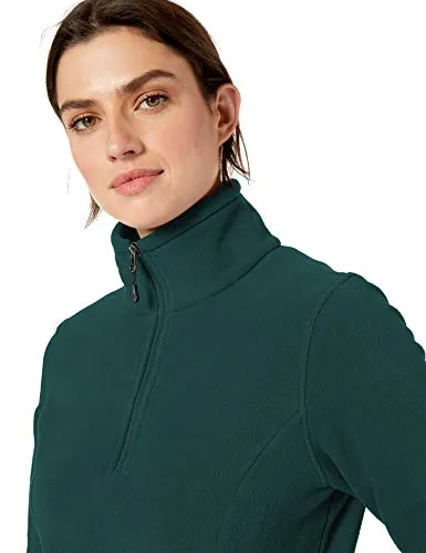 Amazon Essentials Women's Classic Fit Long-Sleeve Quarter-Zip Polar Fleece Pullover Jacket, Deep Pine, Small