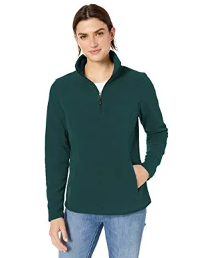 Amazon Essentials Women's Classic Fit Long-Sleeve Quarter-Zip Polar Fleece Pullover Jacket, Deep Pine, Small