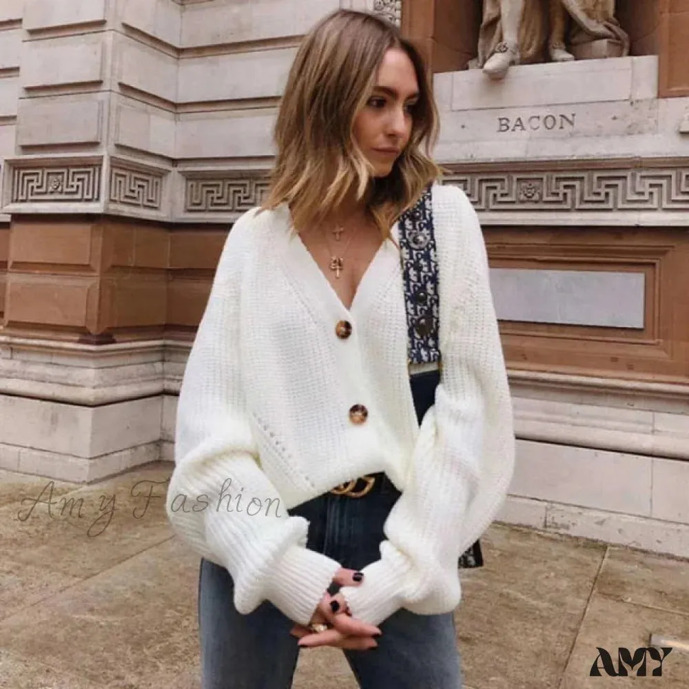 Amy Fashion - Women Knitted Cardigans Sweater