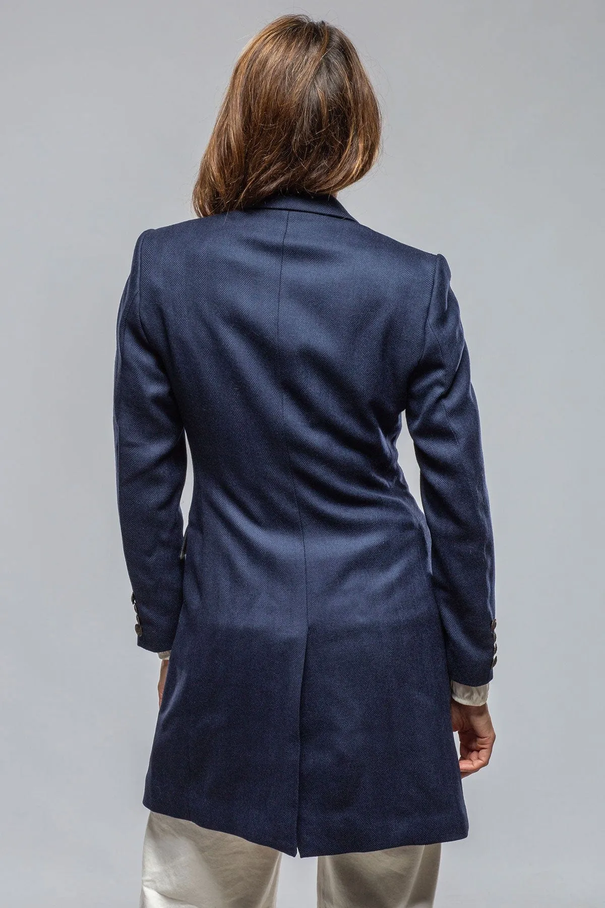 Annemarie Short Coat In Blue Herringbone