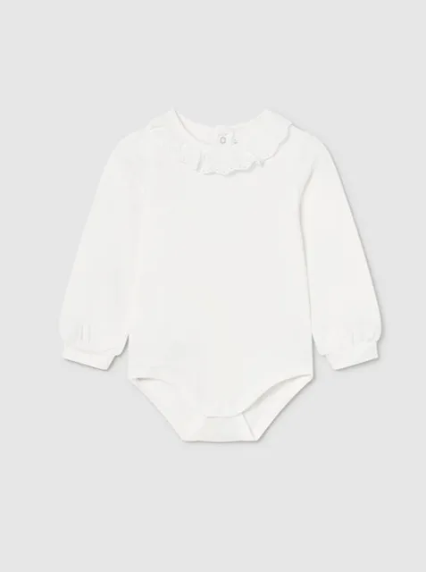 Baby Basic Bodysuit with Peter Pan Ruffle Collar