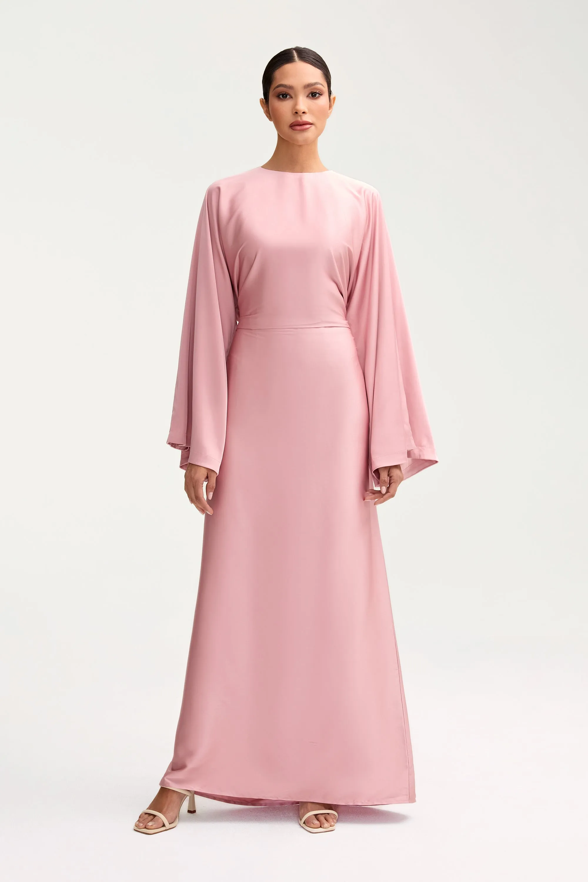 Batool Satin Maxi Dress - Pink Chai