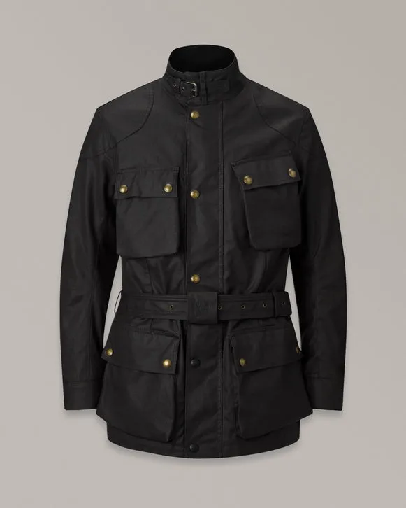 BELSTAFF TRIALMASTER ULTRACORE WAX COTTON MOTORCYCLE JACKET - BLACK