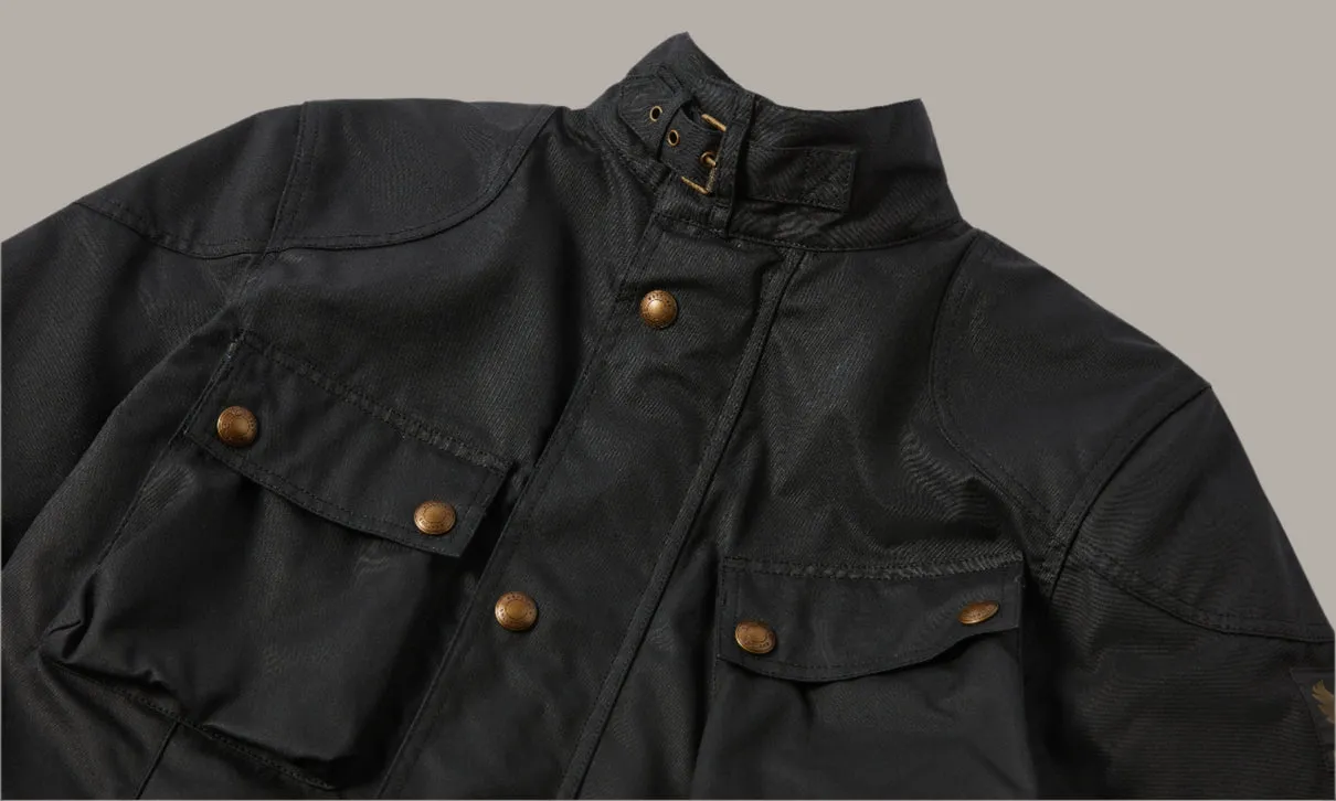 BELSTAFF TRIALMASTER ULTRACORE WAX COTTON MOTORCYCLE JACKET - BLACK