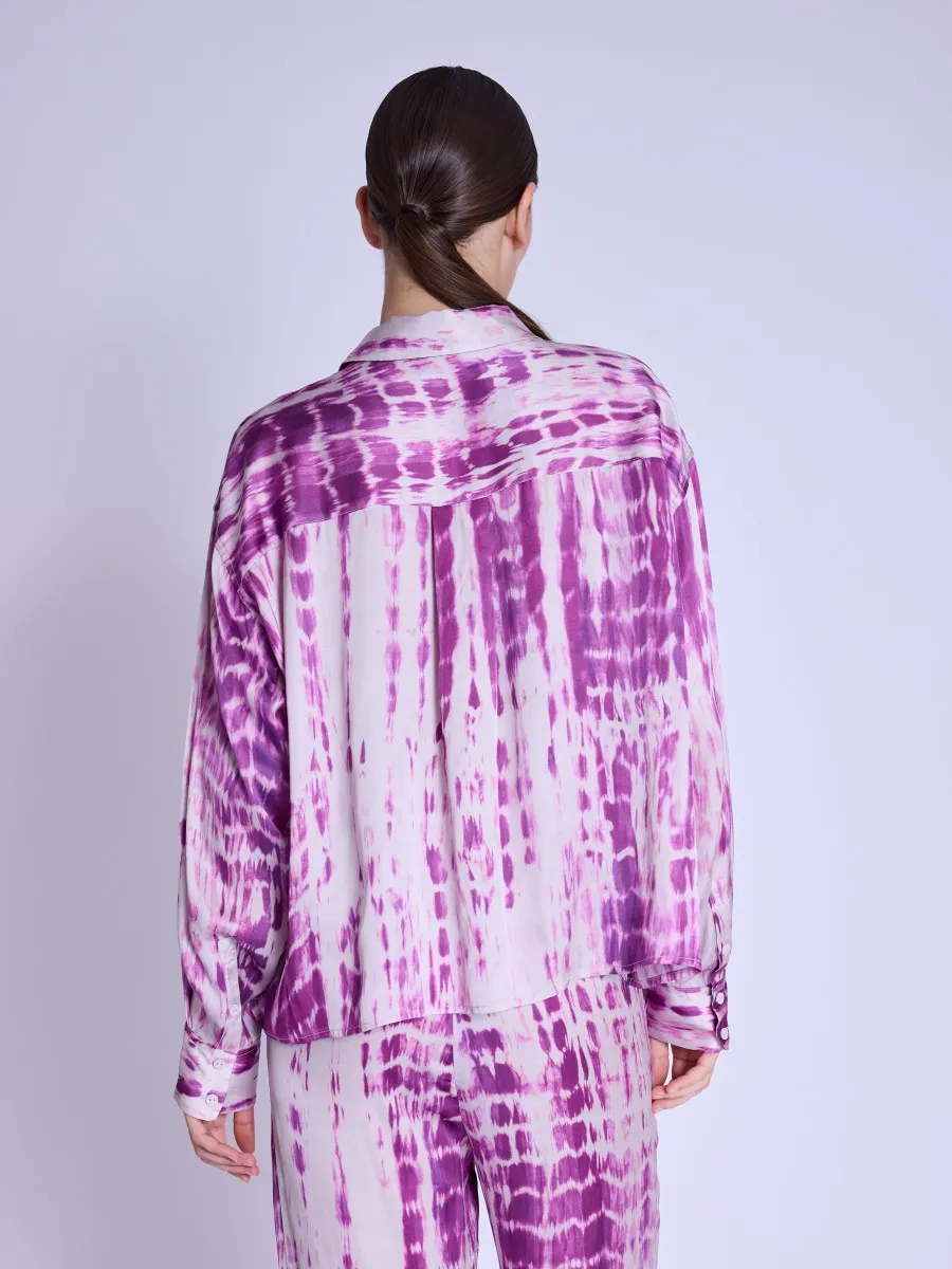 Berenice Circe Satin Long Sleeve Shirt in Mosaic Purple