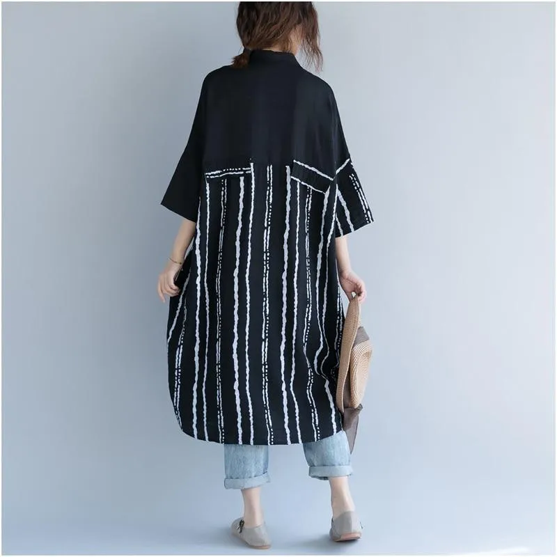 Black and White Striped Oversized Shirt