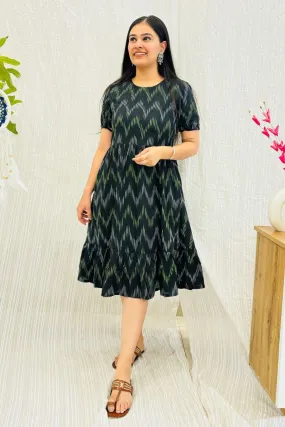 Black Ikat Tiered Dress