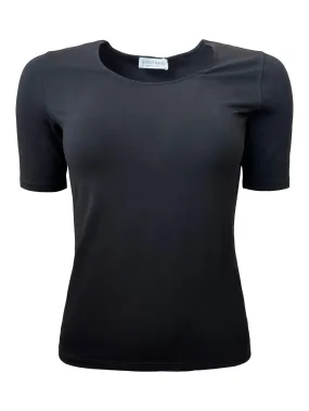 Black Scoop Neck Viscose T Shirt