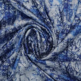 Blue Artistic Abstract Digital Printed Fabric - Japan Satin