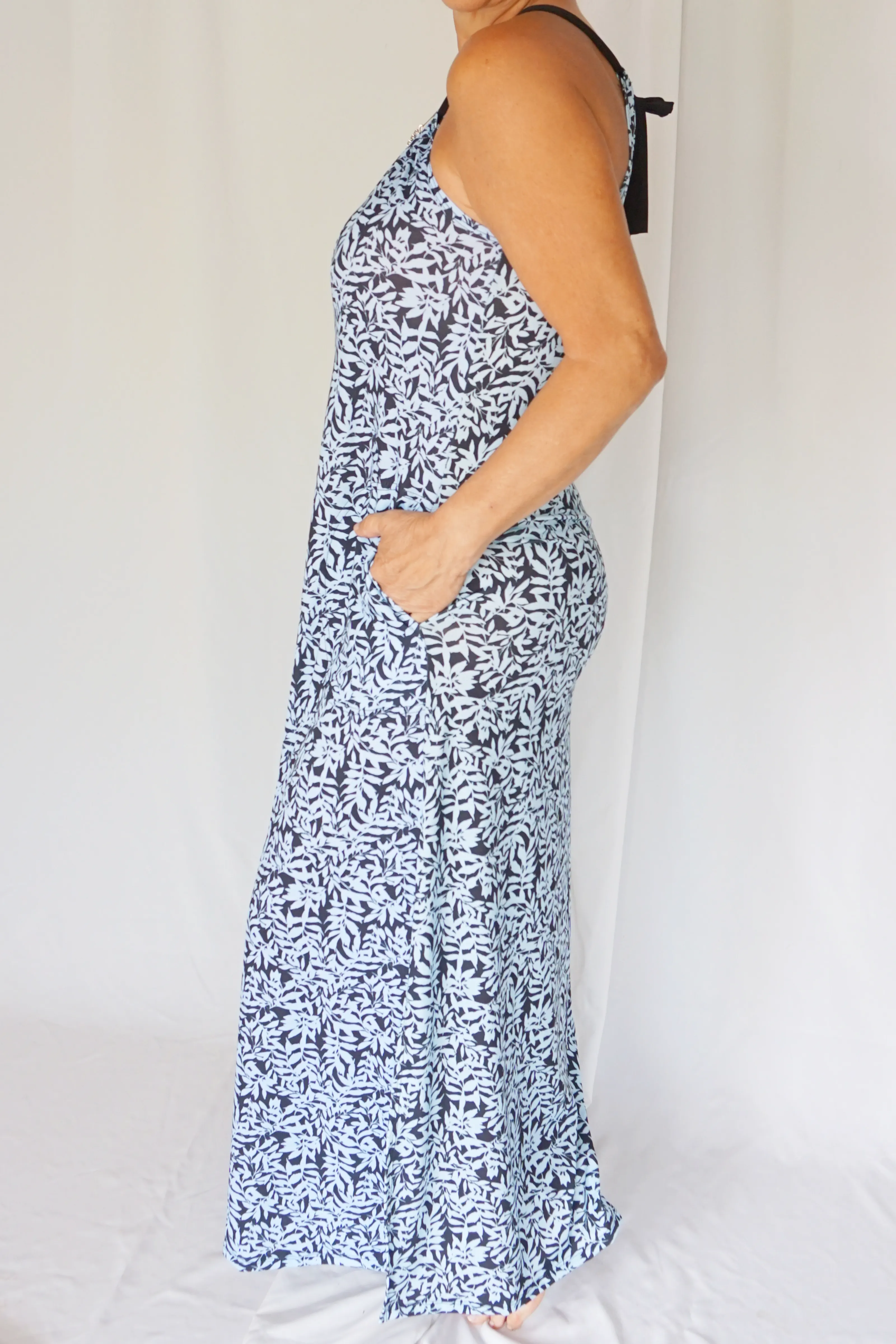 Blue Bamboo Strap Maxi Dress