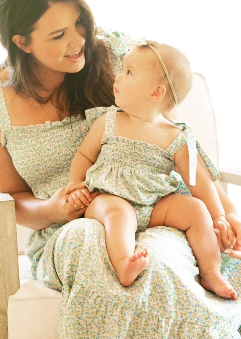 Blue Liberty Smocked Romper