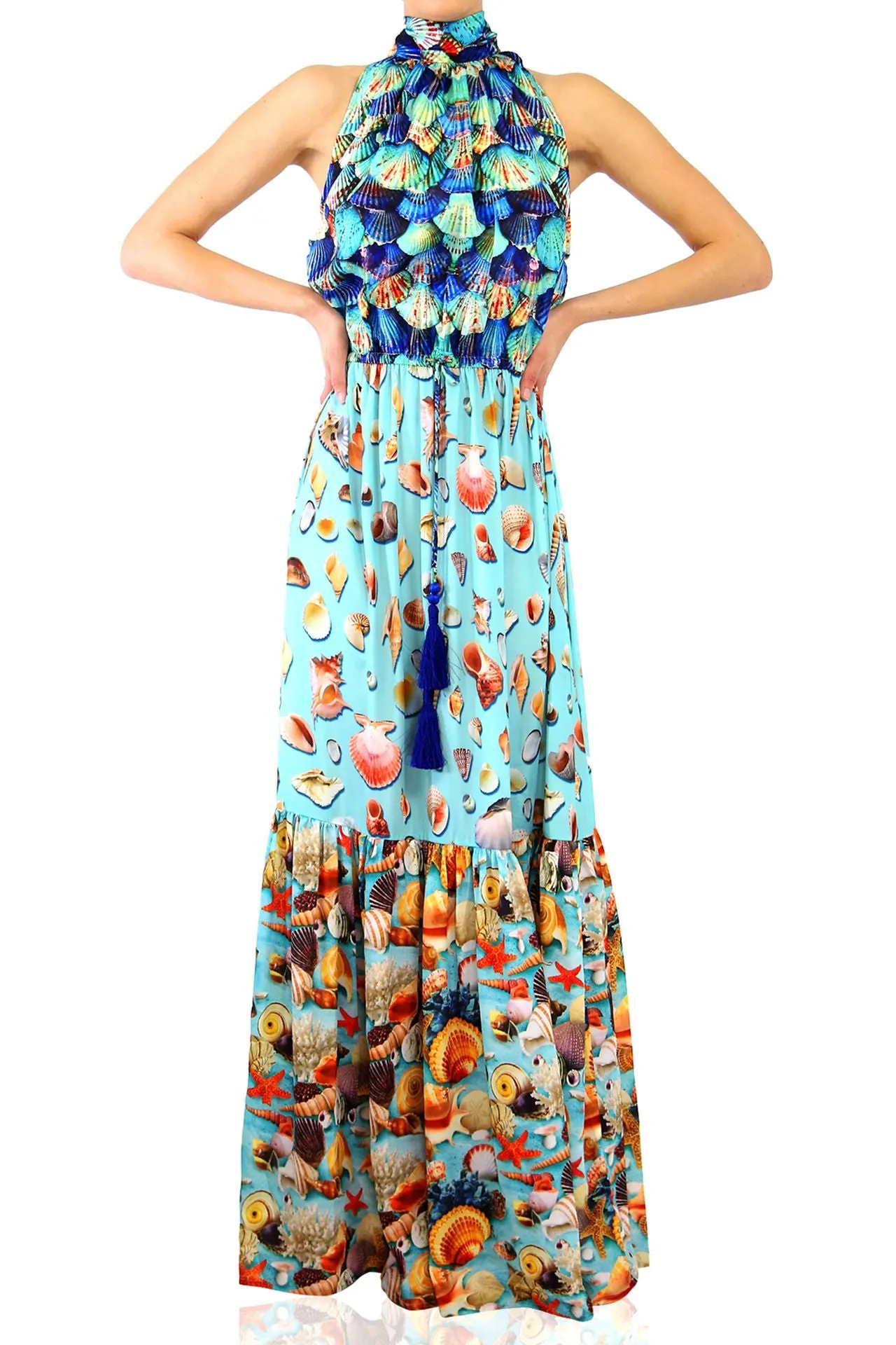 Blue Long Silk Dress For Women