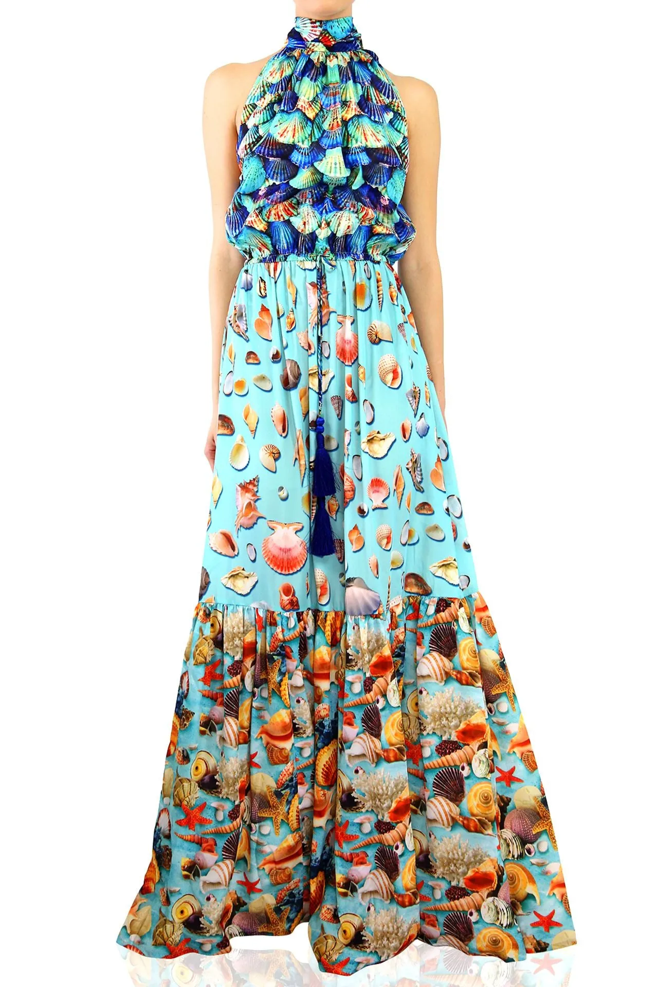 Blue Long Silk Dress For Women