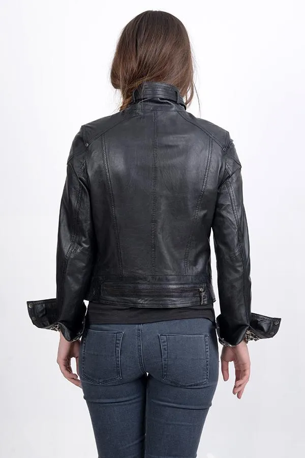 Bomber Leather Jacket Body Fit for Women By TJS