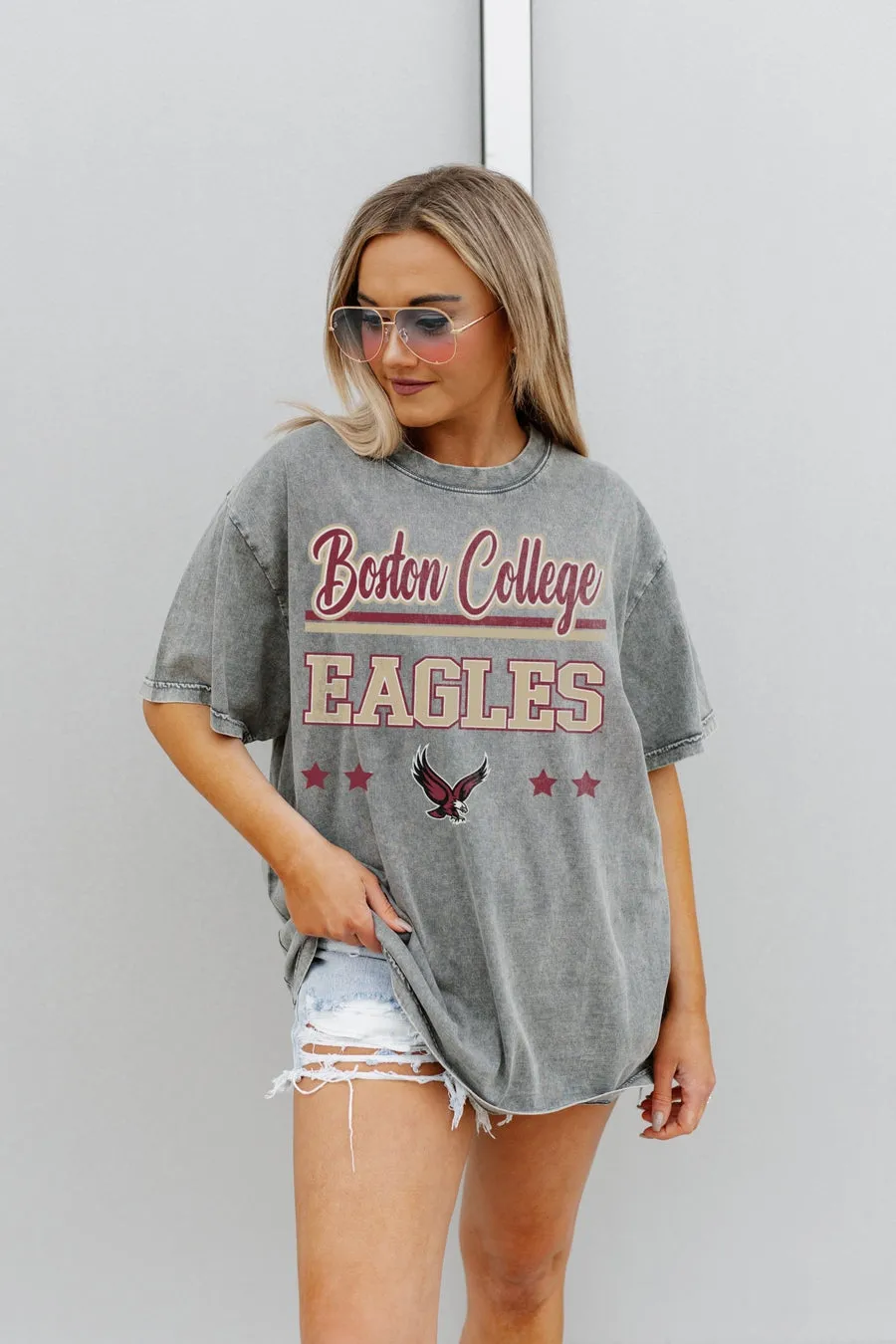 BOSTON COLLEGE EAGLES HERE TO PLAY OVERSIZED CREWNECK TEE