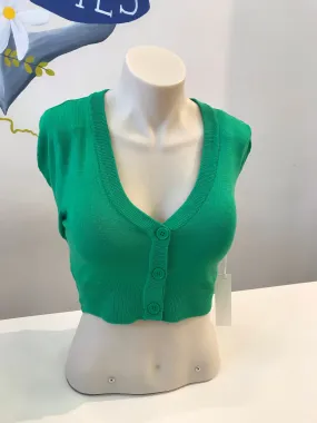 Bright Green 3/4 Cropped Cardigan