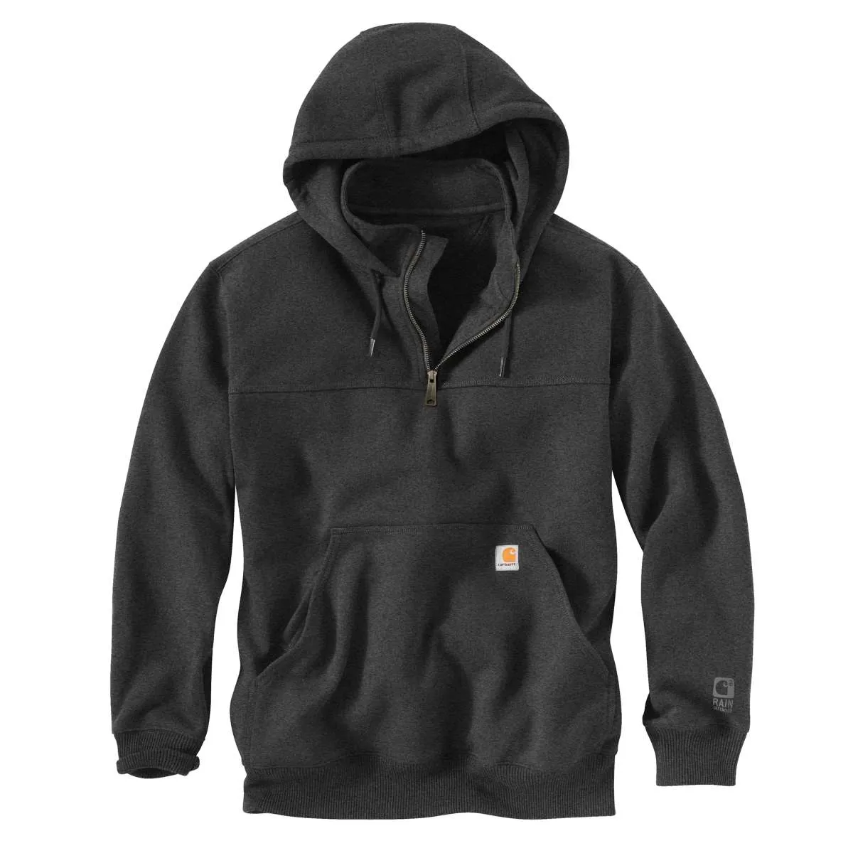 Carhartt Men's Tall Carbon Heather Rain Defender Paxton Heavyweight Hooded Zip Mock Sweatshirt