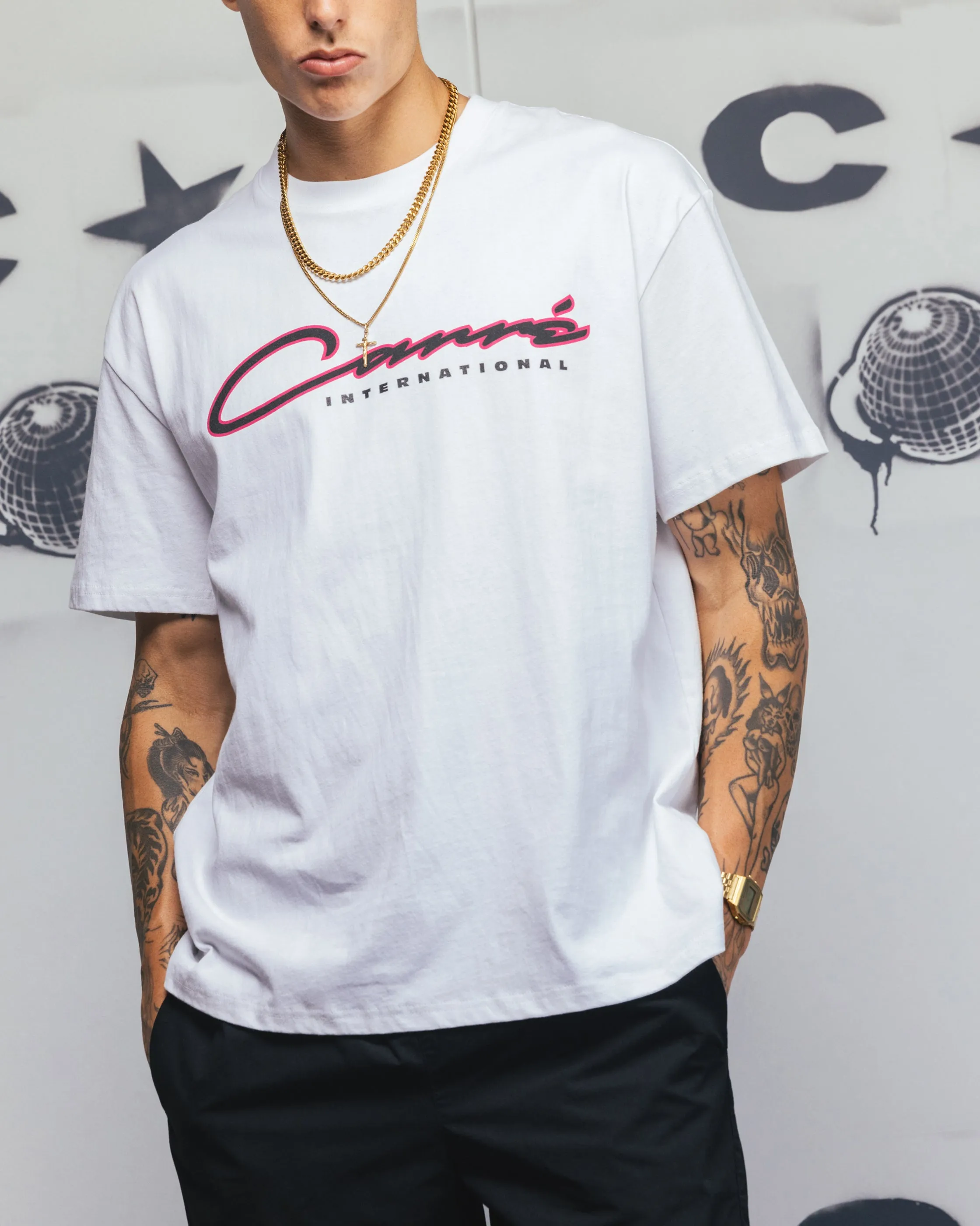 Carre Race Script T-Shirt White