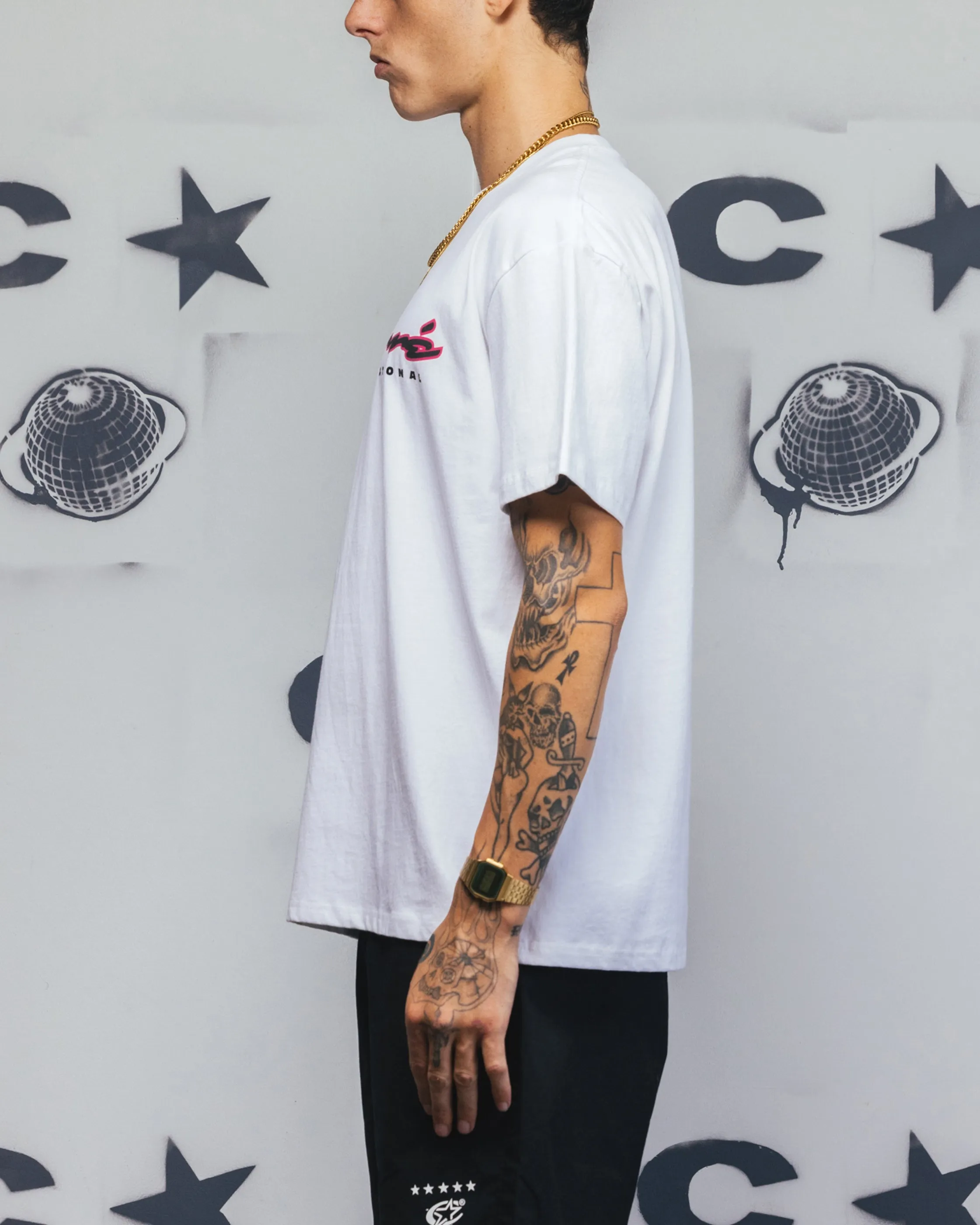 Carre Race Script T-Shirt White