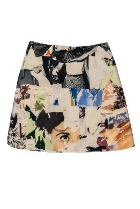 Carven - Magazine Collage Printed A-Line Skirt Sz 10