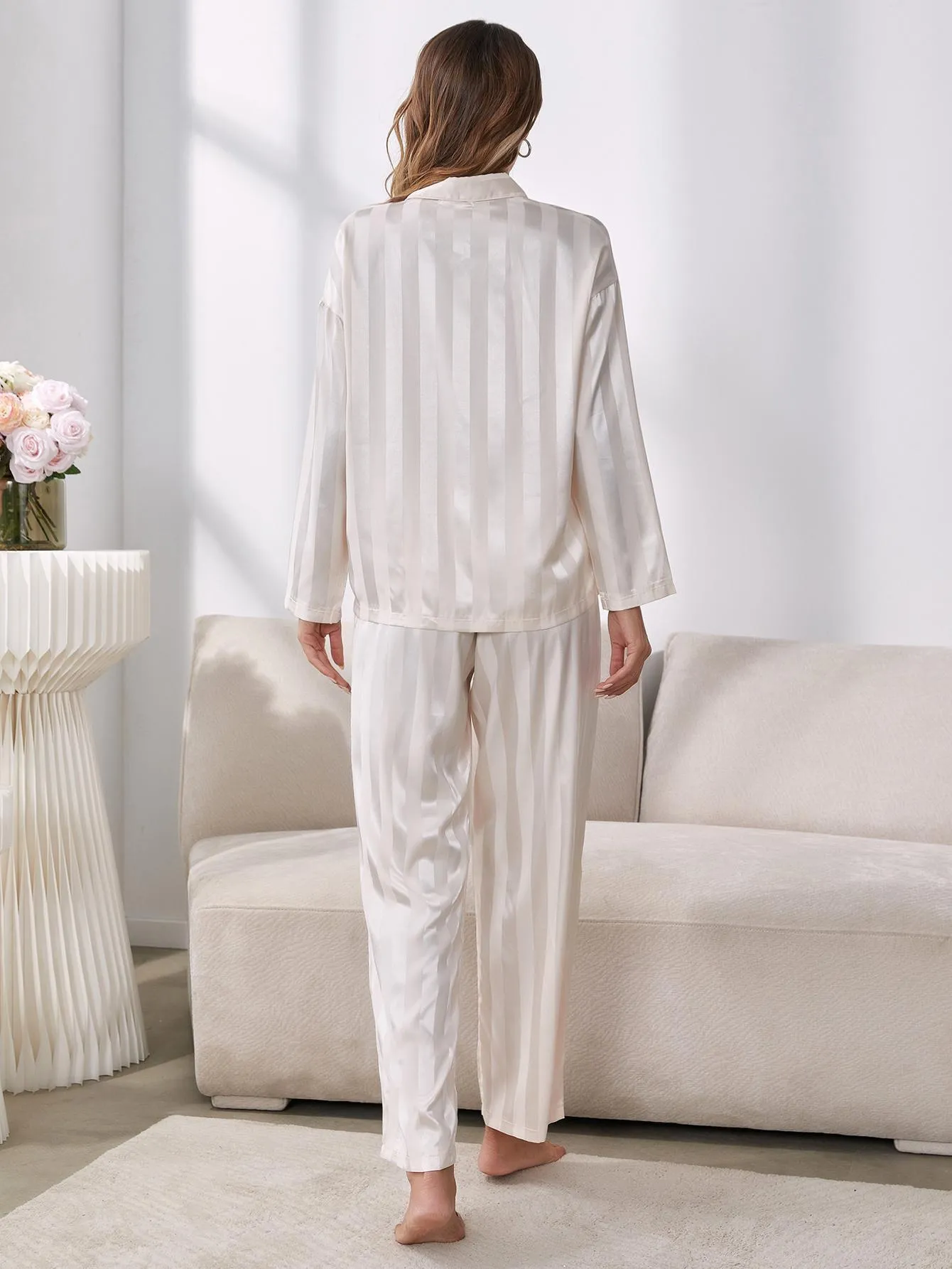 Chic Lapel Collar Button-Up Pajama Ensemble for Ultimate Comfort