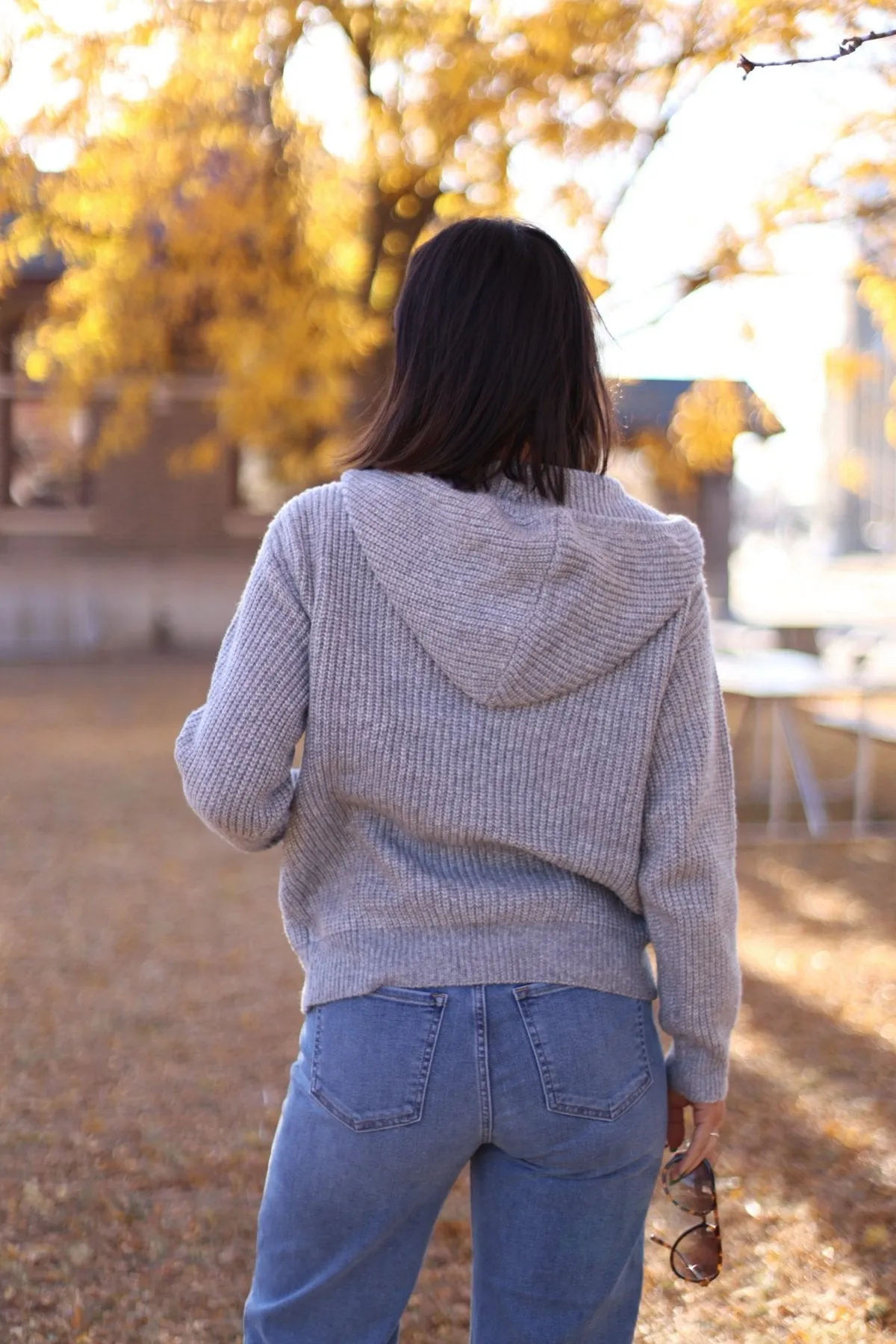 Chunky Heather Grey Zip Up Hooded Sweater