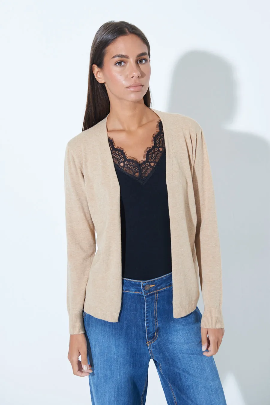 Classic open-front cardigan wholesale