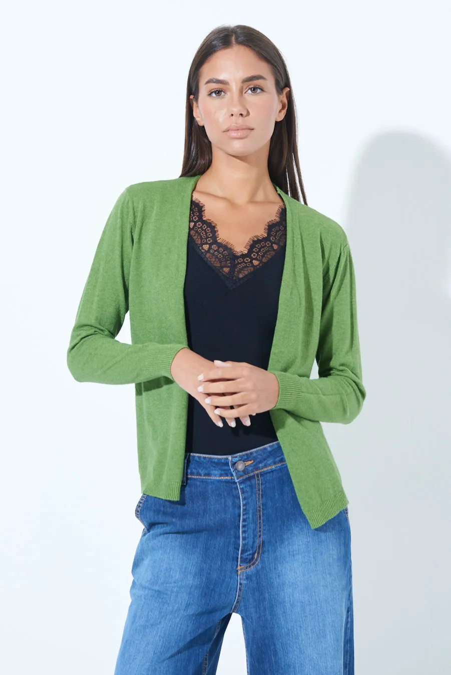 Classic open-front cardigan wholesale