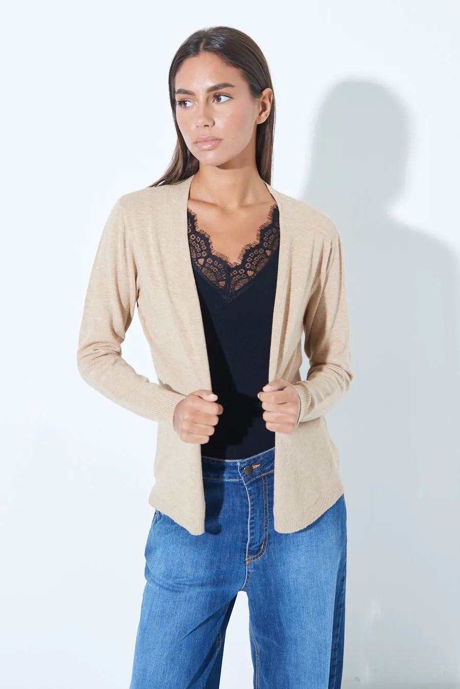 Classic open-front cardigan wholesale