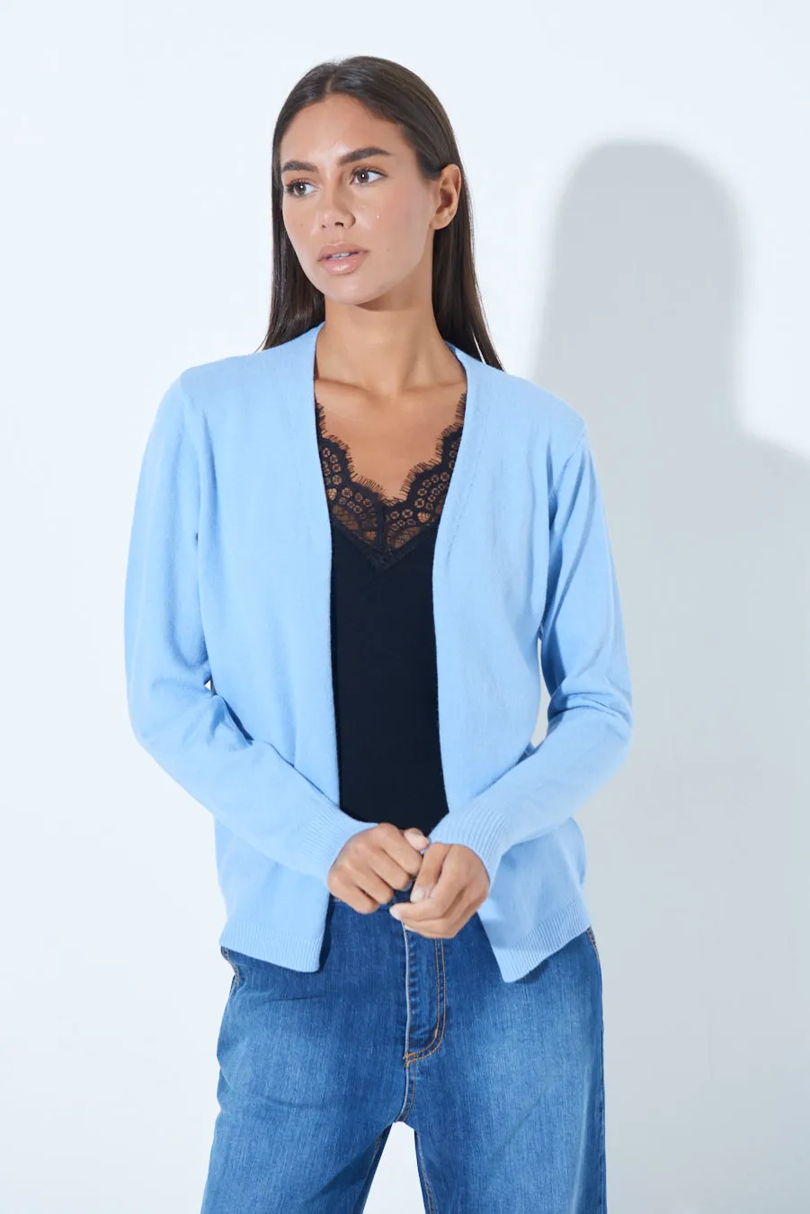 Classic open-front cardigan wholesale