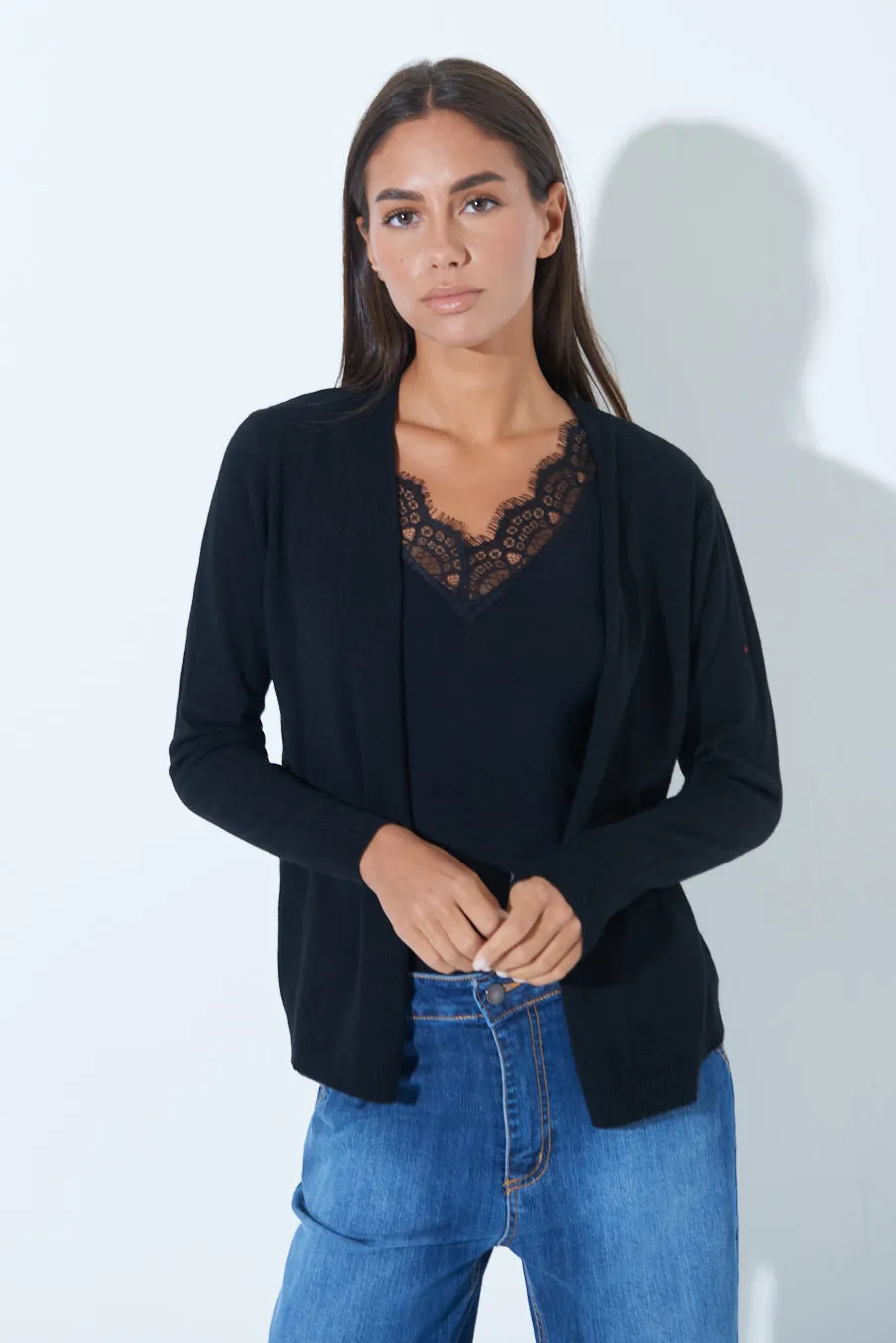 Classic open-front cardigan wholesale