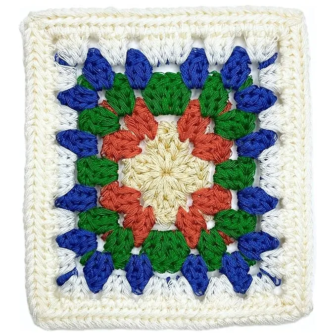 Colorful Floral Design Granny Square Patch