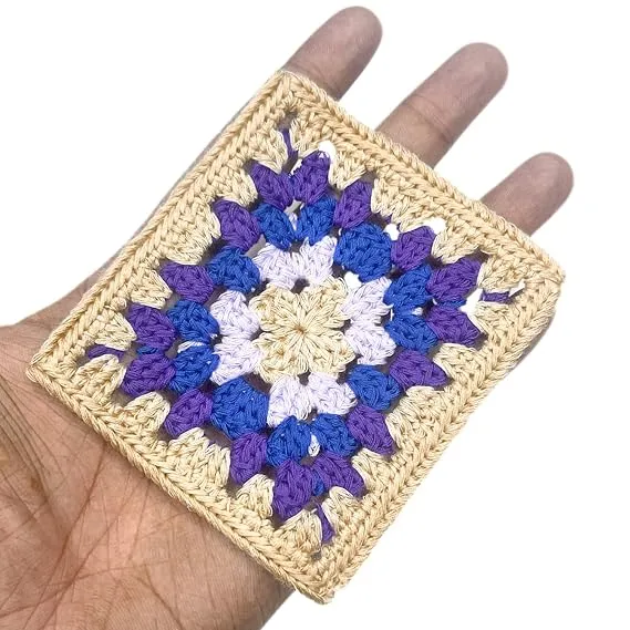 Colorful Floral Design Granny Square Patch