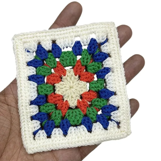 Colorful Floral Design Granny Square Patch