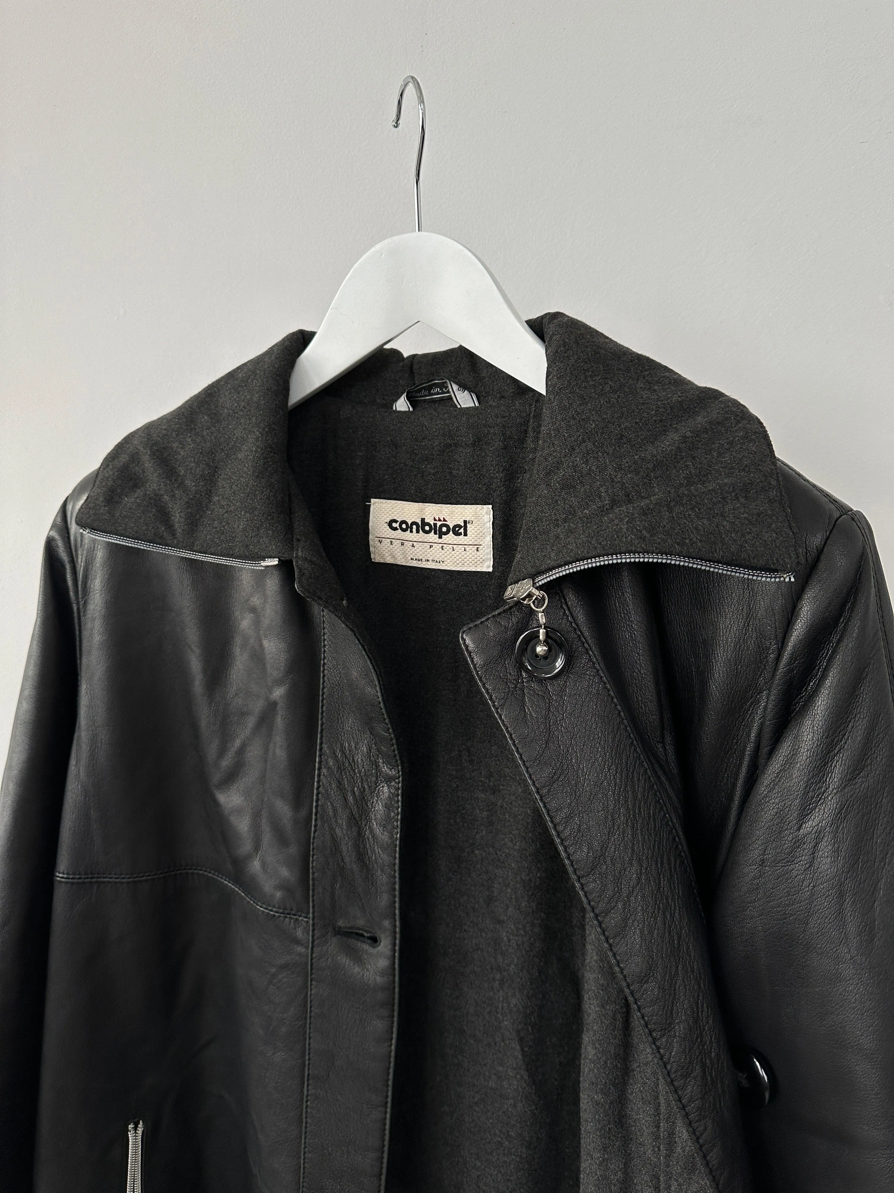 Conbipel Italian Fleece Lined Leather Coat - L/XL