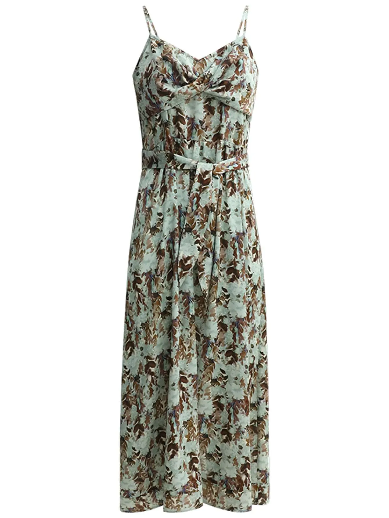 Delicate Grassland Green Strappy Chiffon Maxi Dress