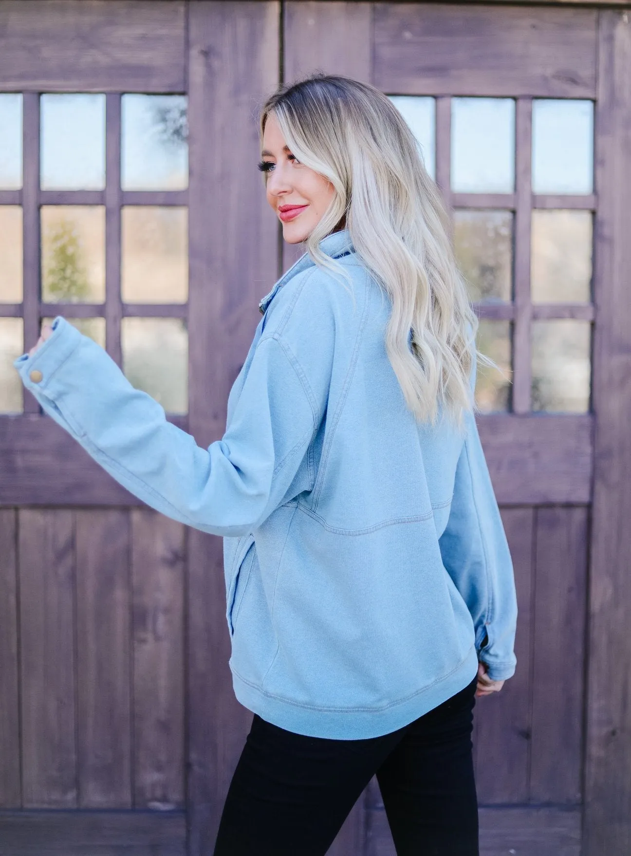 Denim Half Zip Pullover