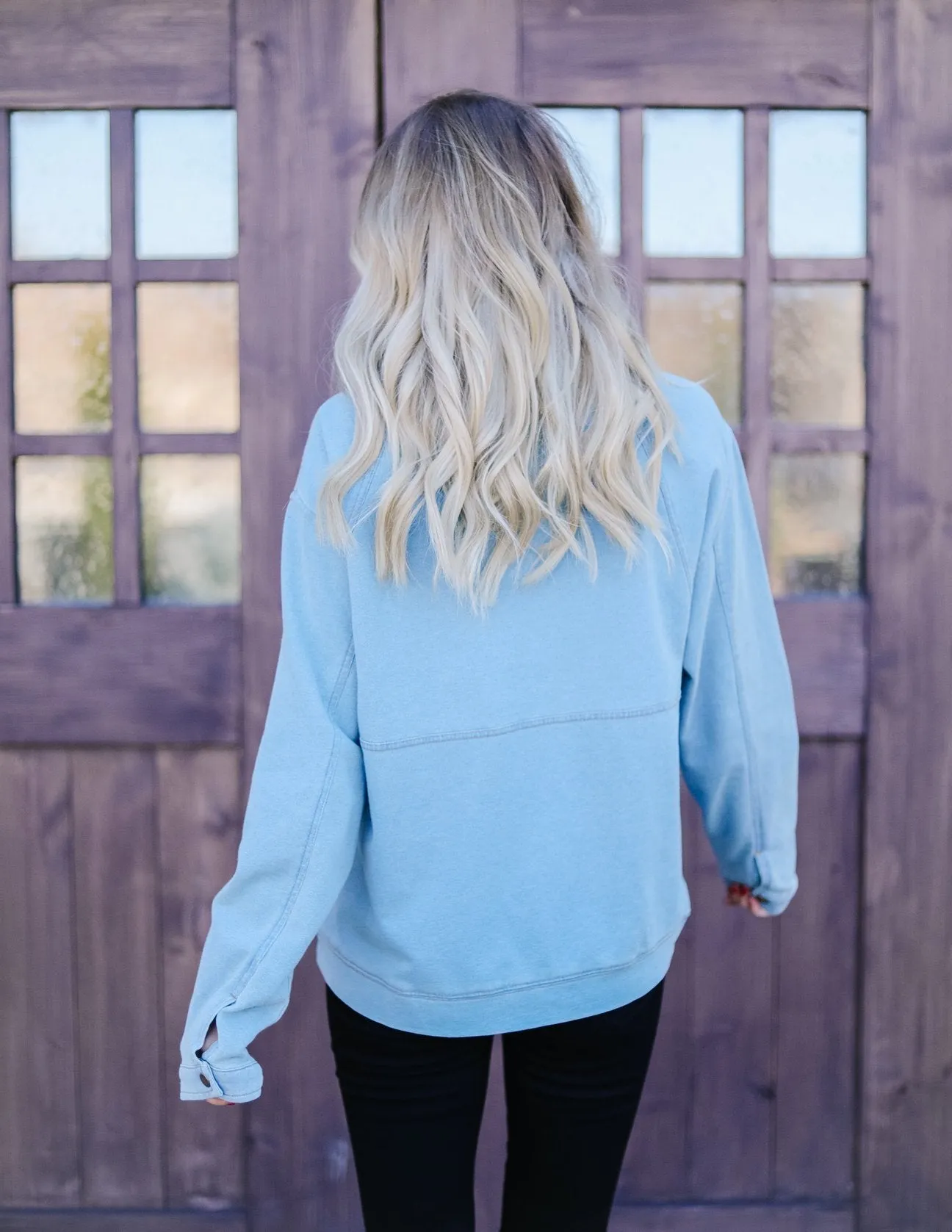 Denim Half Zip Pullover