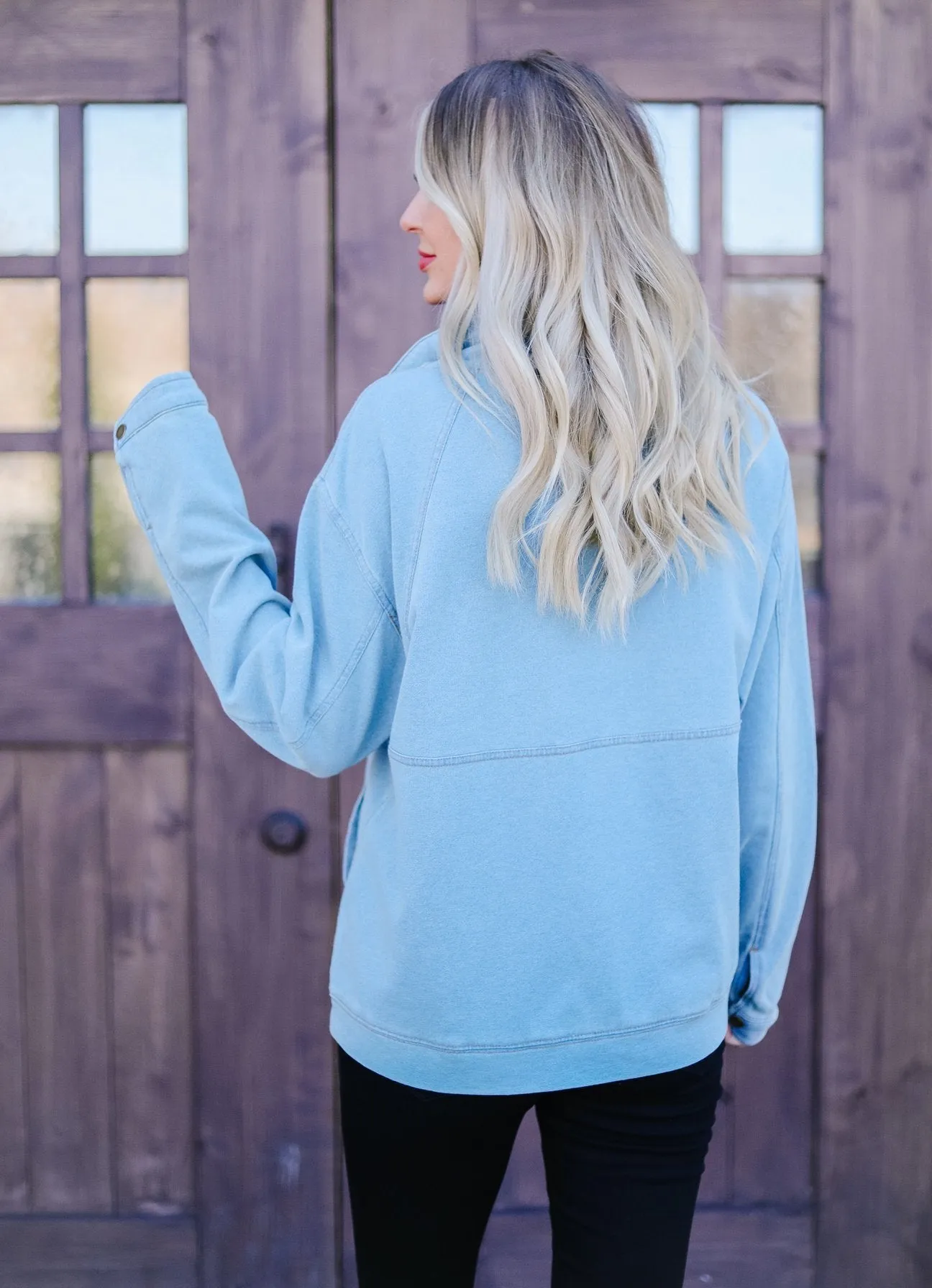 Denim Half Zip Pullover