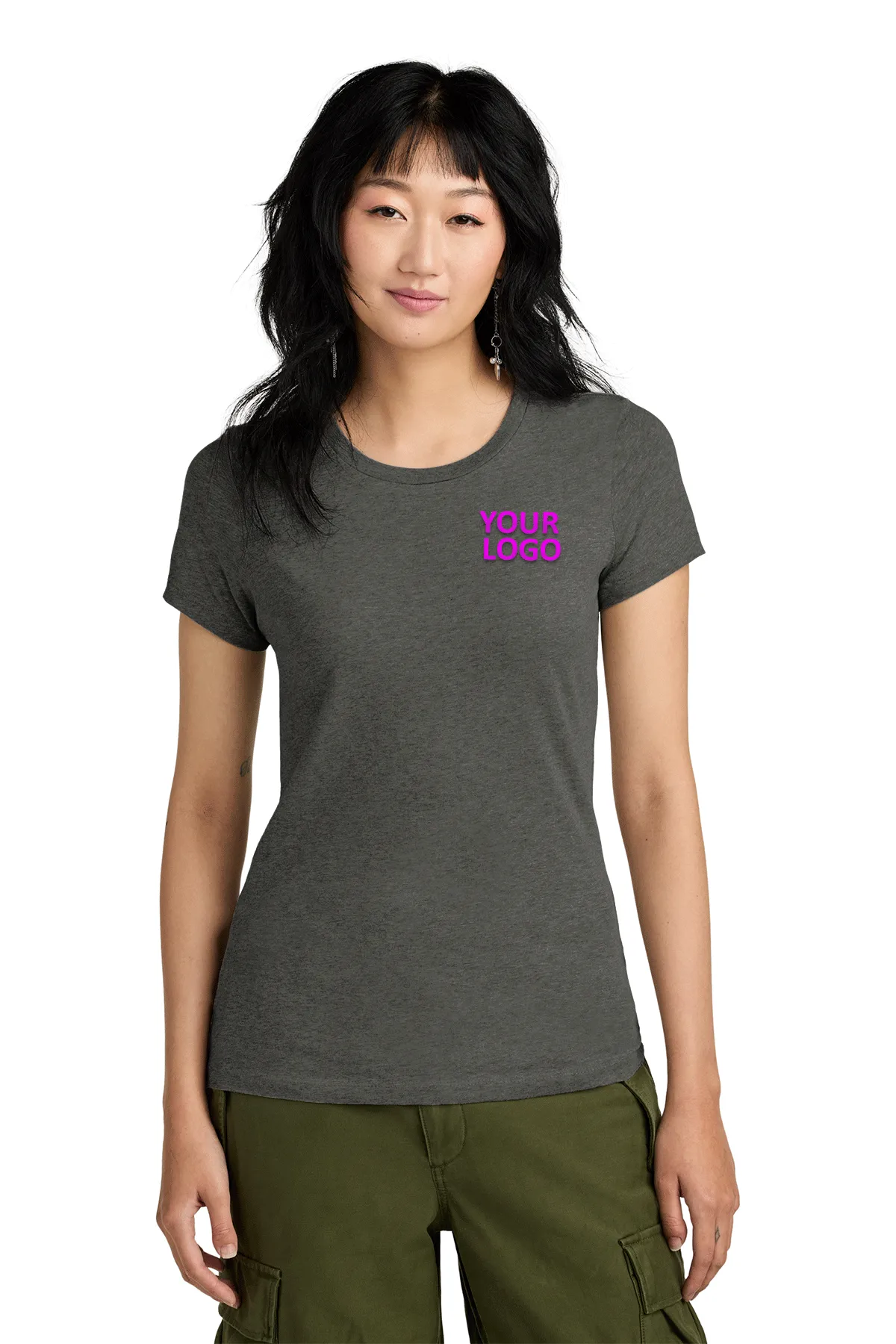 District Women’s Perfect Weight Custom Tees, Heathered Charcoal