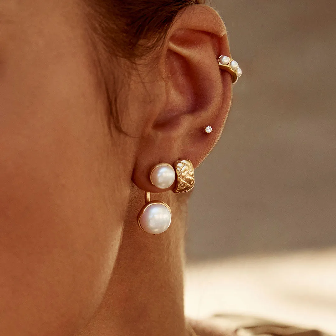 DOUBLE PEARL EAR JACKETS - GOLD