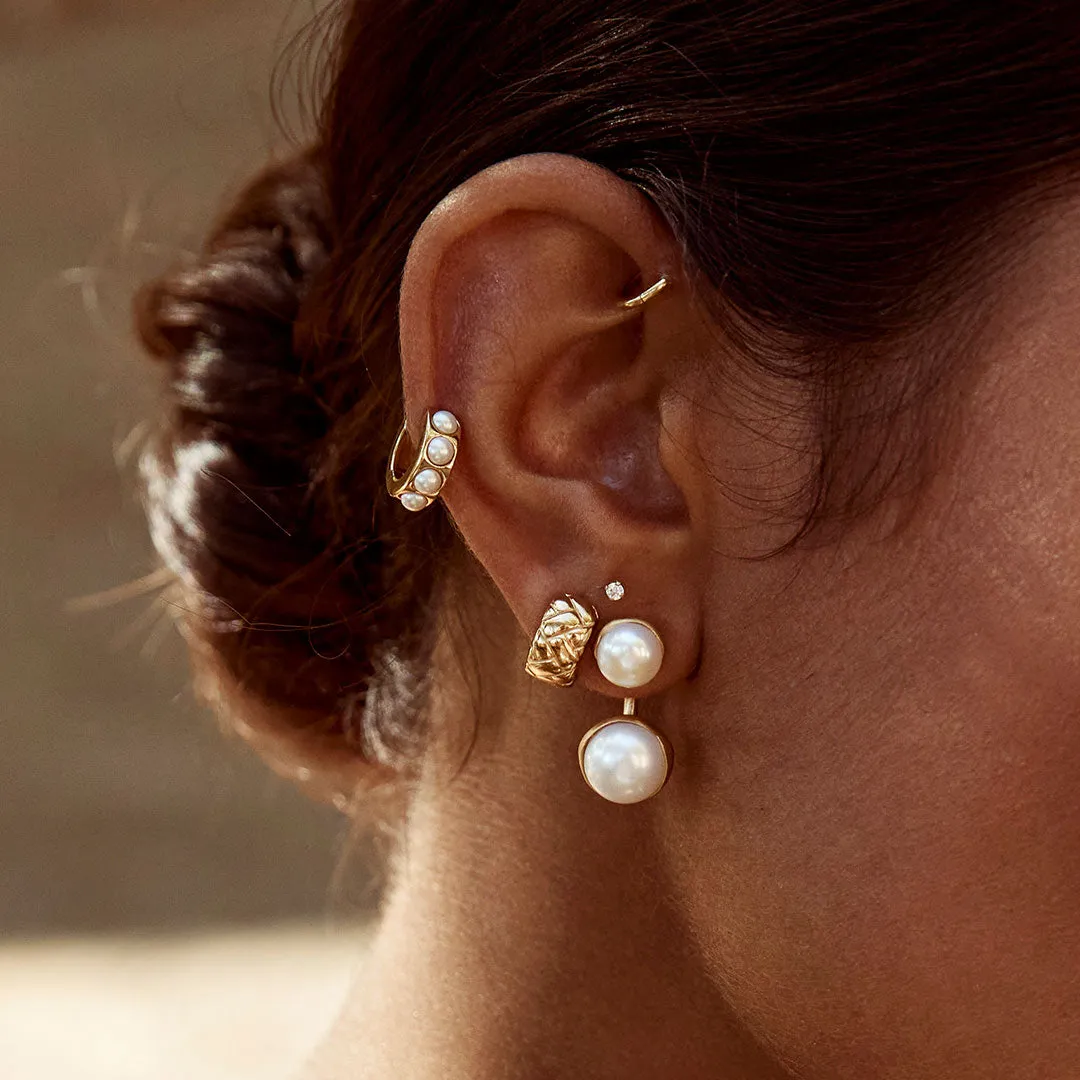 DOUBLE PEARL EAR JACKETS - GOLD