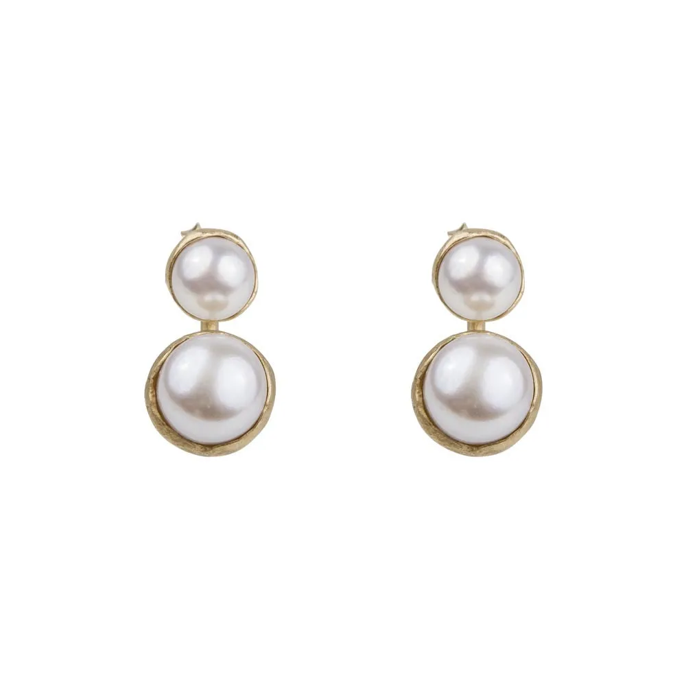 DOUBLE PEARL EAR JACKETS - GOLD