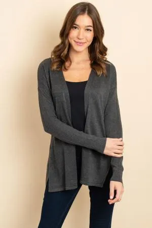 Drop Shoulder Open Front Cardigan