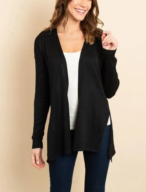 Drop Shoulder Open Front Cardigan