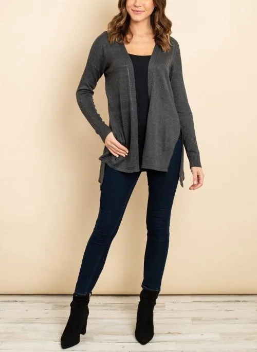 Drop Shoulder Open Front Cardigan